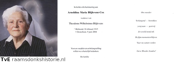 Arnoldina Cox Theodorus Wilhelmus Blijlevens