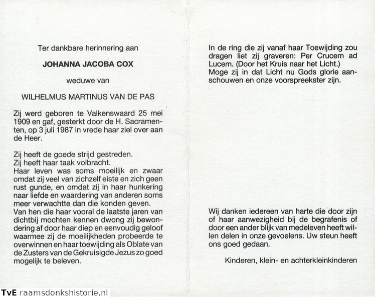 Johanna Jacoba Cox Wilhelmus Martinus van de Pas