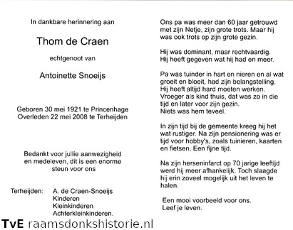 Thom de Craen Antonette Snoeijs