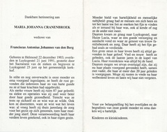 Maria Johanna Cranenbroek Franciscus Antonius Johannes van den Berg