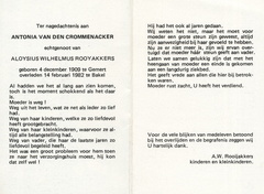 Antonia van den Crommenacker Aloysius Wilhelmus Rooyakkers