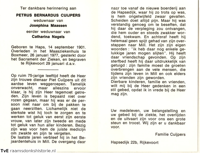 Petrus Bernardus Cuijpers Josephina Maassen Catharina Nagels