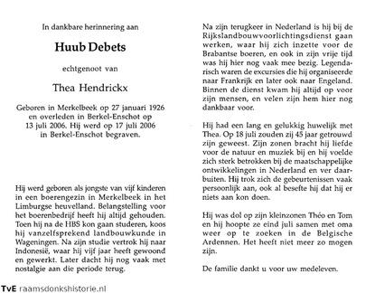 Debets Huub Thea Hendrickx