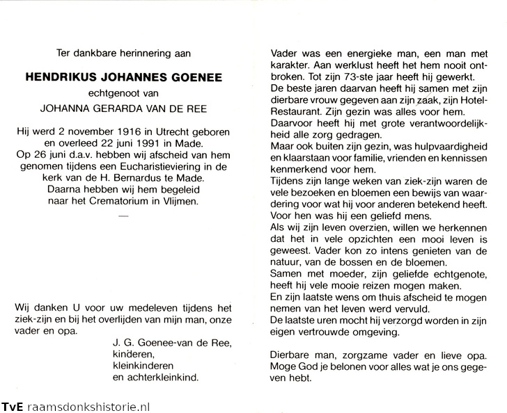Goenee Hendrikus Johannes Johanna Gerarda van de Ree