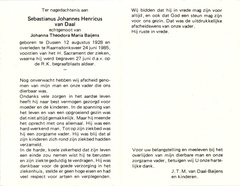 Sebastianus Johannes Henricus van Daal  Johanna Theodora Maria Baijens