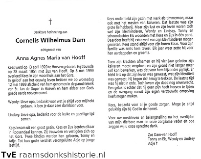 Cornelis Wilhelmus Dam Anna Agnes Maria van Hooff