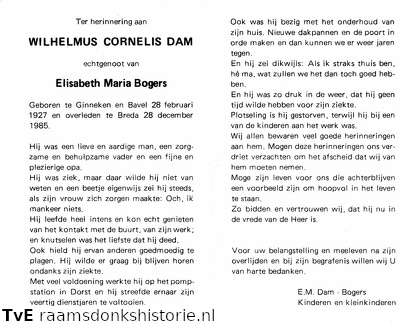 Wilhelmus Cornelis Dam Elisabeth Maria Bogers