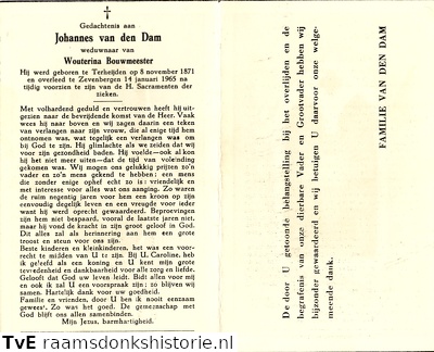 Johannes van den Dam Wouterina Bouwmeester