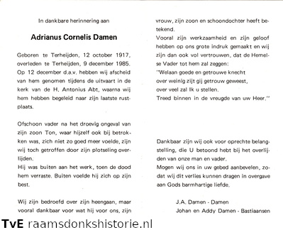 Adrianus Cornelis Damen J A Damen