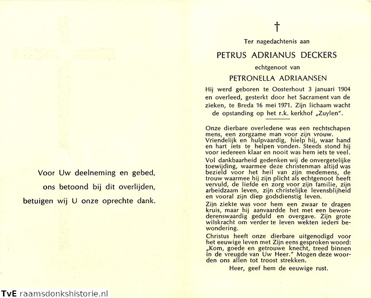 Petrus Adrianus Deckers Petronella Adriaansen