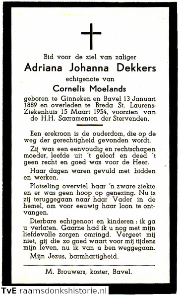 Adriana Johanna Dekkers Cornelis Moelands