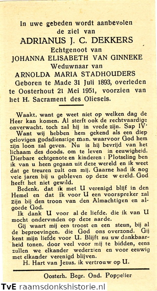 Adrianus J.C. Dekkers Johanna Elisabeth van Ginneke Arnolda Maria Stadhouders