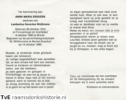 Anna Maria Dekkers Lambertus Gerardus Weijtmans