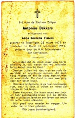 Antonius Dekkers Anna Cornelia Vissers