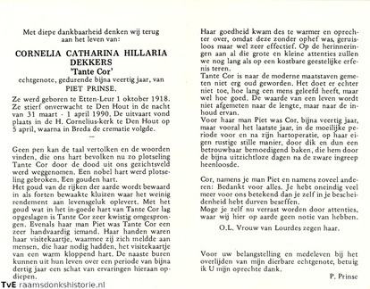 Cornelia Catharina Hillaria Dekkers Piet Prinse