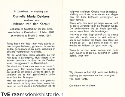 Cornelia Maria Dekkers Adriaan van der Korput