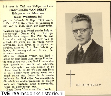 Franciscus van Delft Josina Wilhelmina Bul