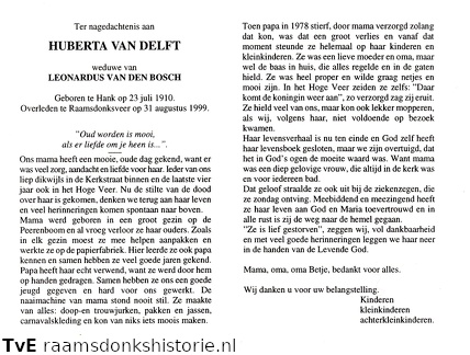 Huberta van Delft Leonardus van den Bosch