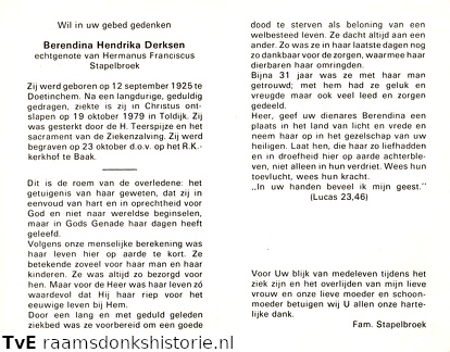 Berendina Hendrika Derksen Hermanus Franciscus Stapelbroek