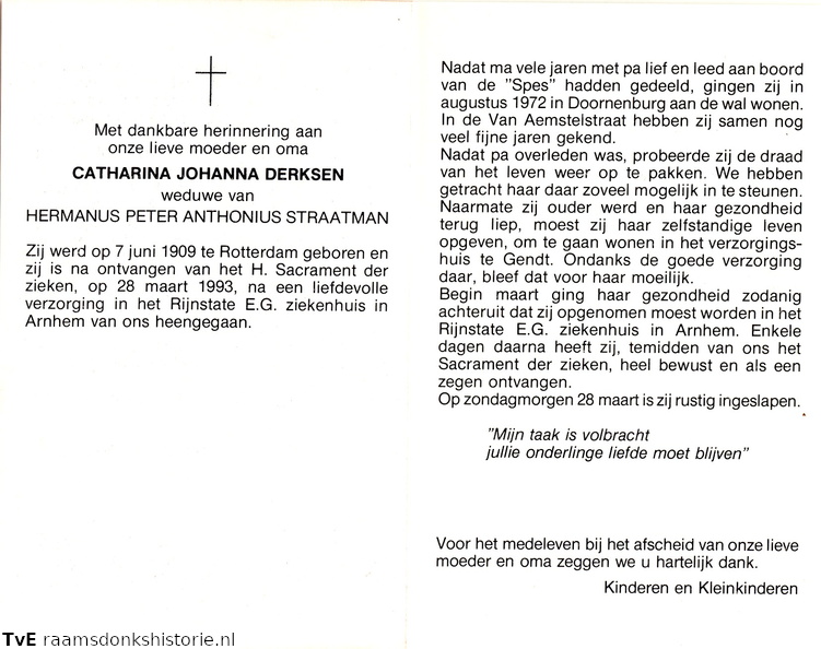 Catharina Johanna Derksen Hermanus Petrus Anthonius Straatman