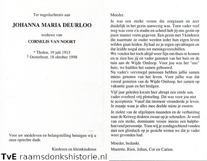 Johanna Maria Deurloo Cornelis van Noort