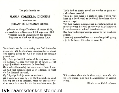 Maria Cornelia Dickens Johannes Adrianus Stael