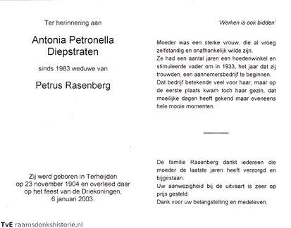 Antonia Petronella Diepstraten Petrus Rasenberg