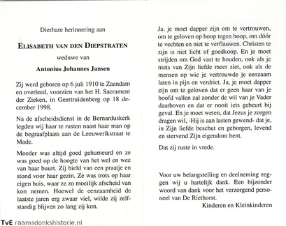 Elisabeth van den Diepstraten Antonius Johannes Jansen