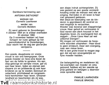 Antonia  Cornelis Laarhoven-Cornelis Mulders
