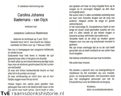 Carolina Johanna van Dijck Josephus Ludovicus Baelemans