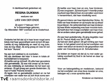 Regina Dijkman Lies van der Ende
