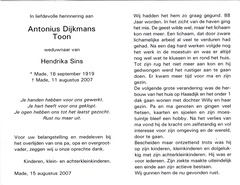 Antonius Dijkmans Hendrika Sins