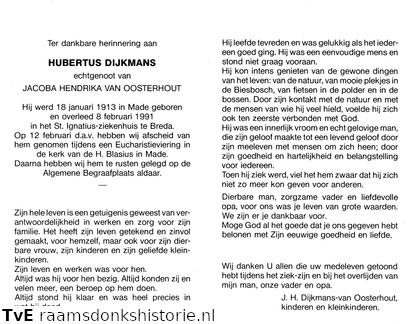 Hubertus Dijkmans Jacoba Hendrika van Oosterhout