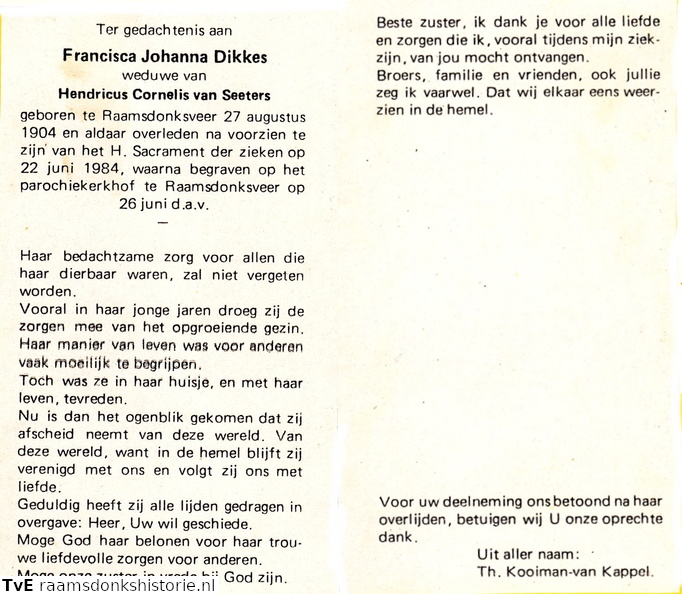Francisca Johanna Dikkes Hendricus Cormelis van Seeters