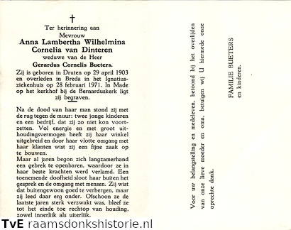 Anna Lambertha Wilhelmina Cornelia van Dinteren Gerardus Cornelis Bueters