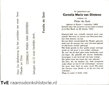 Cornelia Maria van Dinteren Pieter de Gast