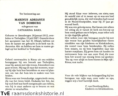 Marinus Adrianus van Domburg Catharina Bakx