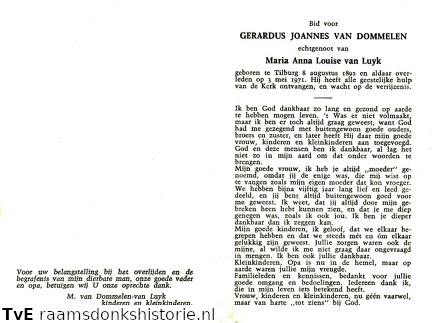 Gerardus Joannes van Dommelen Maria Anna Louise van Luyk