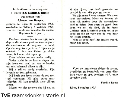 Hubertus Egidius Doms Johanna van Dongen
