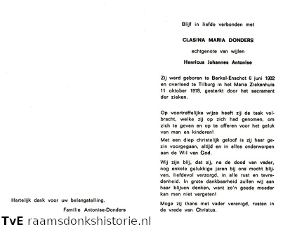 Clasina Maria Donders Henricus Johannes Antonise