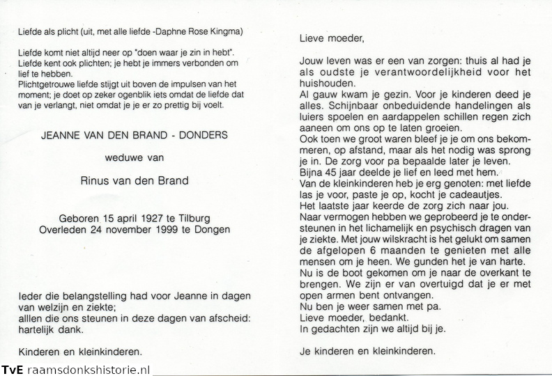 Jeanne Donders Rinus van den Brand