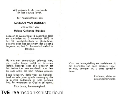 Adriaan van Dongen- Helena Catharina Broeders