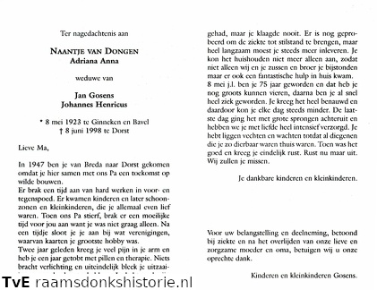 Adriana Anna van Dongen- Johannes Henricus Gosens