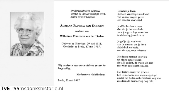 Adriana Paulina van Dongen- Wilhelmus Franciscus van der Linden