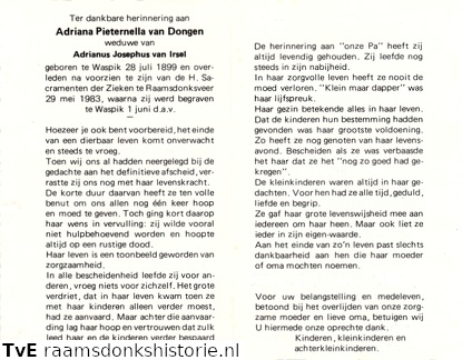 Adriana Pieternella van Dongen- Adrianus Josephus van Irsel