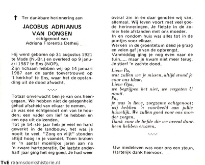 Jacobus Adrianus van Dongen- Adriana Florentina Delheij