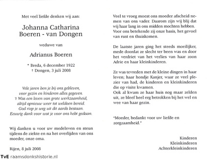 Johanna Catharina van Dongen- Adrianus Boeren