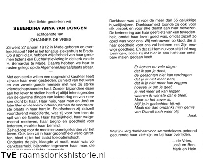Seberbina Anna van Dongen- Johannes de Vries