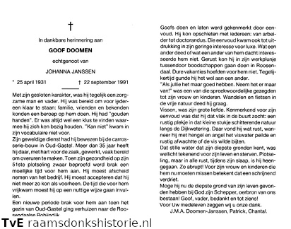 Doomen, Goof  Johanna Janssen