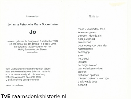 Johanna Petronella Maria Dooremalen
